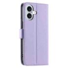 For iPhone 16 Ring Buckle Rhombic Leather Phone Case(Purple) - 3