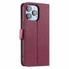 For iPhone 15 Pro Max Ring Buckle Rhombic Leather Phone Case(Red) - 3