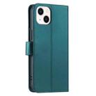 For iPhone 15 Plus Ring Buckle Rhombic Leather Phone Case(Green) - 3