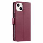 For iPhone 15 Ring Buckle Rhombic Leather Phone Case(Red) - 3