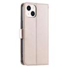 For iPhone 15 Ring Buckle Rhombic Leather Phone Case(Rose Gold) - 3