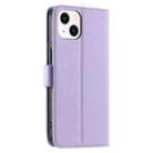 For iPhone 15 Ring Buckle Rhombic Leather Phone Case(Purple) - 3