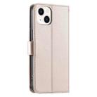 For iPhone 14 / 13 Ring Buckle Rhombic Leather Phone Case(Rose Gold) - 3