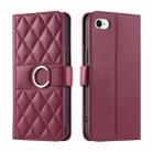 For iPhone 7 / 8 / SE 2022 Ring Buckle Rhombic Leather Phone Case(Red) - 1