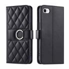 For iPhone 7 / 8 / SE 2022 Ring Buckle Rhombic Leather Phone Case(Black) - 1