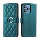 For iPhone 13 Pro Max Ring Buckle Rhombic Leather Phone Case(Green) - 1