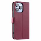 For iPhone 13 Pro Ring Buckle Rhombic Leather Phone Case(Red) - 3