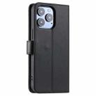 For iPhone 13 Pro Ring Buckle Rhombic Leather Phone Case(Black) - 3