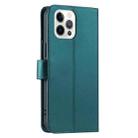 For iPhone 12 / 12 Pro Ring Buckle Rhombic Leather Phone Case(Green) - 3