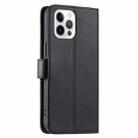 For iPhone 12 / 12 Pro Ring Buckle Rhombic Leather Phone Case(Black) - 3