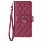 For iPhone 12 Pro Max Ring Buckle Rhombic Leather Phone Case(Red) - 2