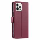 For iPhone 12 Pro Max Ring Buckle Rhombic Leather Phone Case(Red) - 3