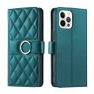 For iPhone 12 Pro Max Ring Buckle Rhombic Leather Phone Case(Green) - 1