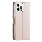 For iPhone 12 Pro Max Ring Buckle Rhombic Leather Phone Case(Rose Gold) - 3