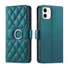 For iPhone 12 mini Ring Buckle Rhombic Leather Phone Case(Green) - 1