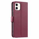 For iPhone 11 Ring Buckle Rhombic Leather Phone Case(Red) - 3
