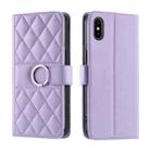 For iPhone X / XS Ring Buckle Rhombic Leather Phone Case(Purple) - 1