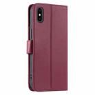 For iPhone XS Max Ring Buckle Rhombic Leather Phone Case(Red) - 3