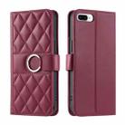 For iPhone 7 Plus / 8 Plus Ring Buckle Rhombic Leather Phone Case(Red) - 1