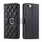 For iPhone 7 Plus / 8 Plus Ring Buckle Rhombic Leather Phone Case(Black) - 1