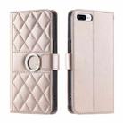 For iPhone 7 Plus / 8 Plus Ring Buckle Rhombic Leather Phone Case(Rose Gold) - 1