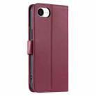 For iPhone 16e Ring Buckle Rhombic Leather Phone Case(Red) - 3