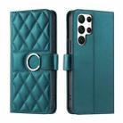 For Samsung Galaxy S24 Ultra 5G Ring Buckle Rhombic Leather Phone Case(Green) - 1