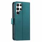 For Samsung Galaxy S22 Ultra 5G Ring Buckle Rhombic Leather Phone Case(Green) - 3