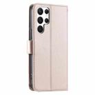 For Samsung Galaxy S22 Ultra 5G Ring Buckle Rhombic Leather Phone Case(Rose Gold) - 3