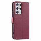 For Samsung Galaxy S21 Ultra 5G Ring Buckle Rhombic Leather Phone Case(Red) - 3