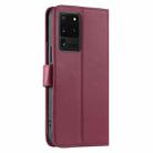 For Samsung Galaxy S20 Ultra Ring Buckle Rhombic Leather Phone Case(Red) - 3
