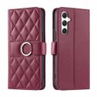 For Samsung Galaxy S24 5G Ring Buckle Rhombic Leather Phone Case(Red) - 1