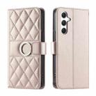 For Samsung Galaxy S24 5G Ring Buckle Rhombic Leather Phone Case(Rose Gold) - 1