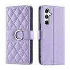 For Samsung Galaxy S24+ 5G Ring Buckle Rhombic Leather Phone Case(Purple) - 1