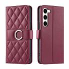For Samsung Galaxy S23+ 5G Ring Buckle Rhombic Leather Phone Case(Red) - 1