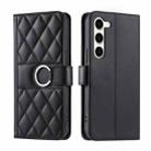 For Samsung Galaxy S23+ 5G Ring Buckle Rhombic Leather Phone Case(Black) - 1