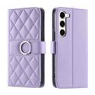 For Samsung Galaxy S23+ 5G Ring Buckle Rhombic Leather Phone Case(Purple) - 1