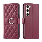 For Samsung Galaxy S23 5G Ring Buckle Rhombic Leather Phone Case(Red) - 1