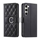 For Samsung Galaxy S23 5G Ring Buckle Rhombic Leather Phone Case(Black) - 1