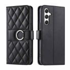 For Samsung Galaxy S23 FE 5G Ring Buckle Rhombic Leather Phone Case(Black) - 1