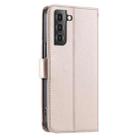 For Samsung Galaxy S22 5G Ring Buckle Rhombic Leather Phone Case(Rose Gold) - 3