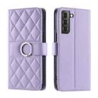 For Samsung Galaxy S22+ 5G Ring Buckle Rhombic Leather Phone Case(Purple) - 1