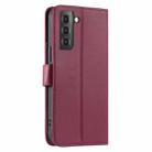 For Samsung Galaxy S21+ 5G Ring Buckle Rhombic Leather Phone Case(Red) - 3