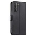 For Samsung Galaxy S21 5G Ring Buckle Rhombic Leather Phone Case(Black) - 3