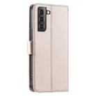 For Samsung Galaxy S21 5G Ring Buckle Rhombic Leather Phone Case(Rose Gold) - 3