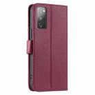For Samsung Galaxy S20 FE Ring Buckle Rhombic Leather Phone Case(Red) - 3