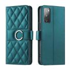 For Samsung Galaxy S20 FE Ring Buckle Rhombic Leather Phone Case(Green) - 1