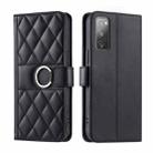 For Samsung Galaxy S20 FE Ring Buckle Rhombic Leather Phone Case(Black) - 1