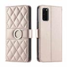 For Samsung Galaxy S20 Ring Buckle Rhombic Leather Phone Case(Rose Gold) - 1