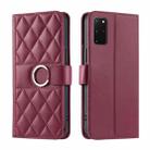 For Samsung Galaxy S20+ Ring Buckle Rhombic Leather Phone Case(Red) - 1